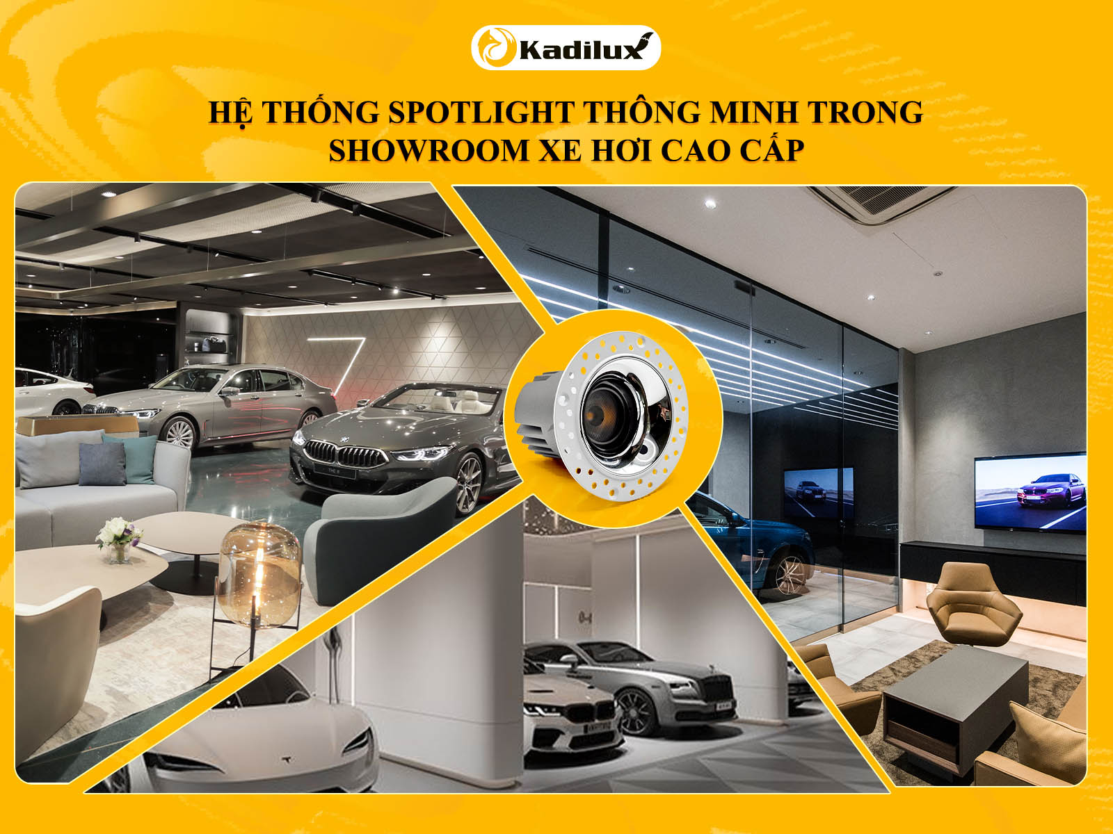 Hệ thống spotlight thông minh trong showroom xe hơi cao cấp