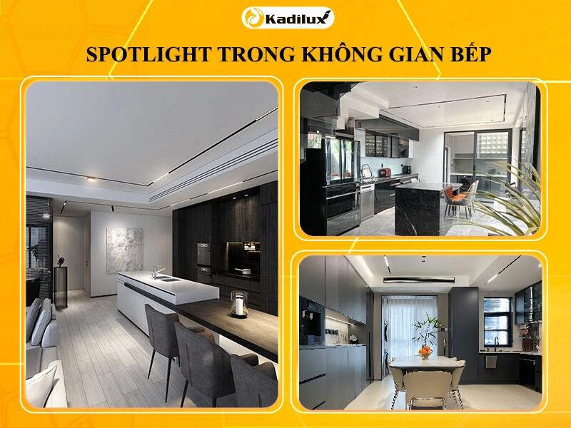 Đèn spotlight LED chiếu sáng đảo bếp và khu vực chuẩn bị thức ăn hiệu quả