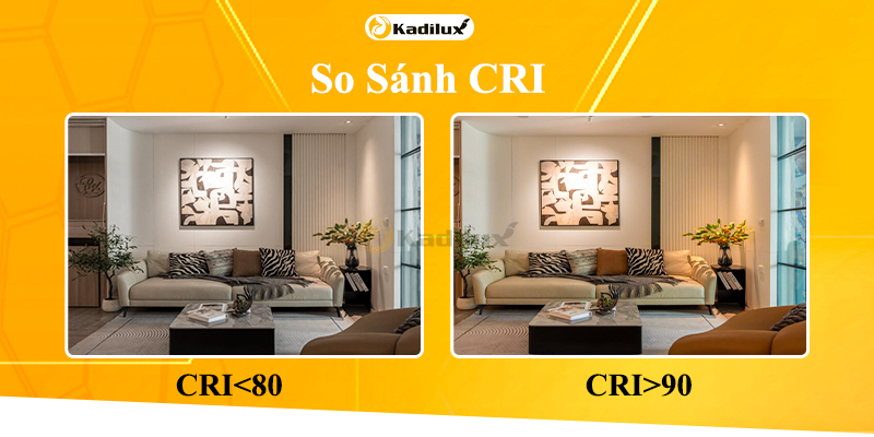 So sánh khả năng tái hiện màu sắc của đèn spotlight CRI 80 và CRI 95