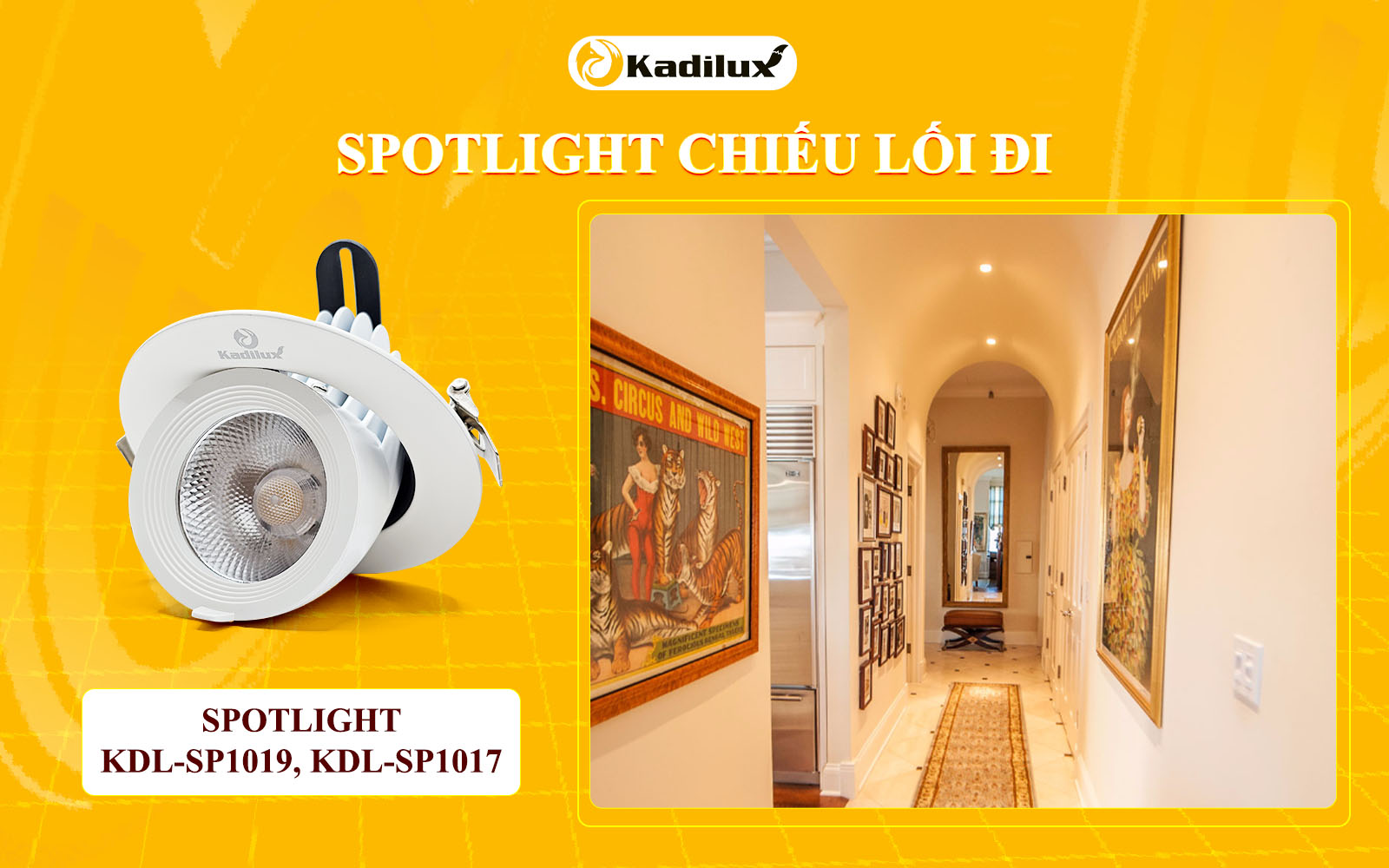 Spotlight âm trần cố định chiếu sáng lối đi trong nhà
